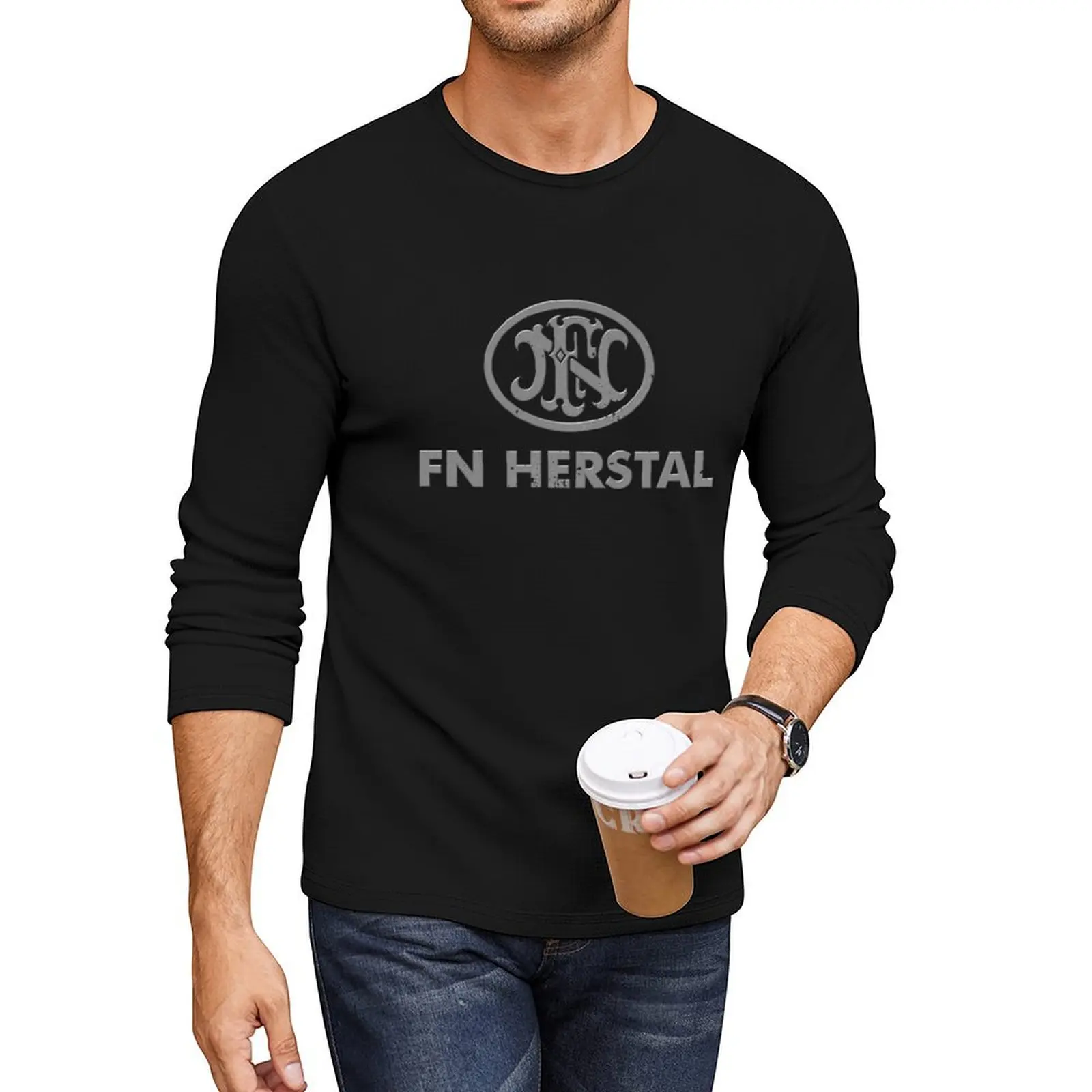 FN Herstal logo Long T-Shirt plus size tops custom t shirt aesthetic clothes mens champion t shirts