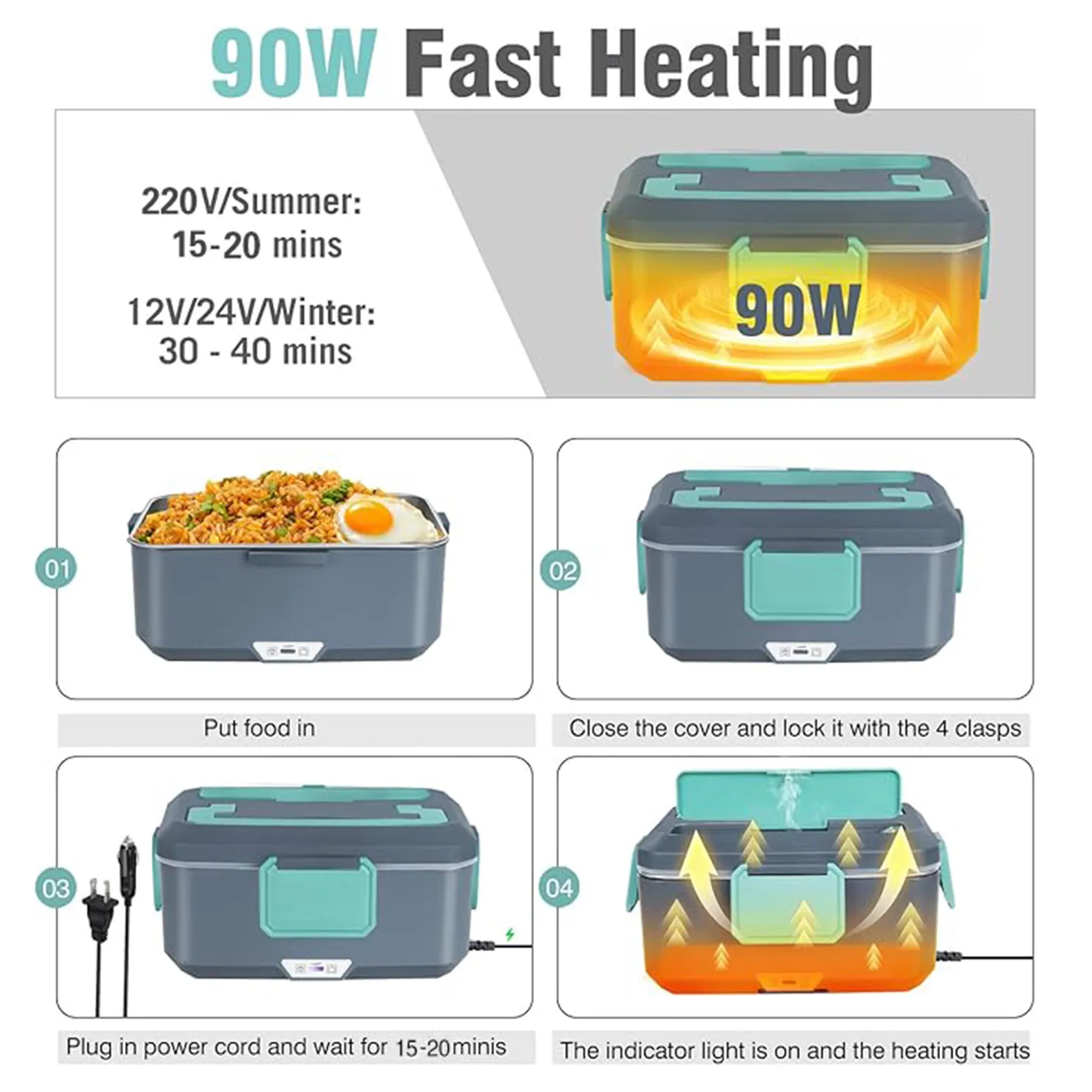 TINSOL Nuovo 3.5L Elettrico Riscaldato Lunch Box Nessun Acqua Riutilizzabile Cibo Riscaldato Lunch Box Auto Lavoro Riscaldatore Per Il Pranzo 90W Riscaldamento Veloce