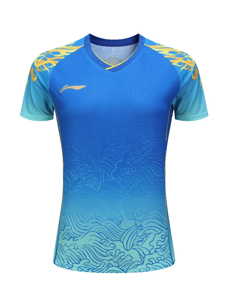 2025 جديد تنس الطاولة ملابس رياضية الريشة قصيرة الأكمام بدلة المنافسة تنفس التجفيف السريع العرق ماصة تي شيرت