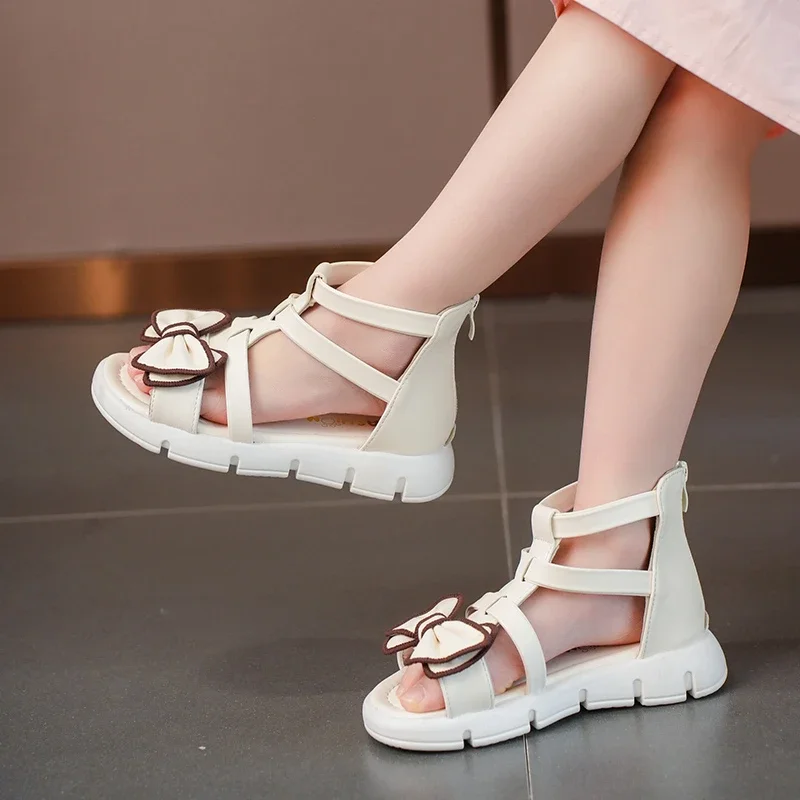 

Summer Fashionable and Comfortable Round Toe Soft Princess Casual Shoes Hot Selling Elegant Open Toe Bow Children's Flat Sandals
