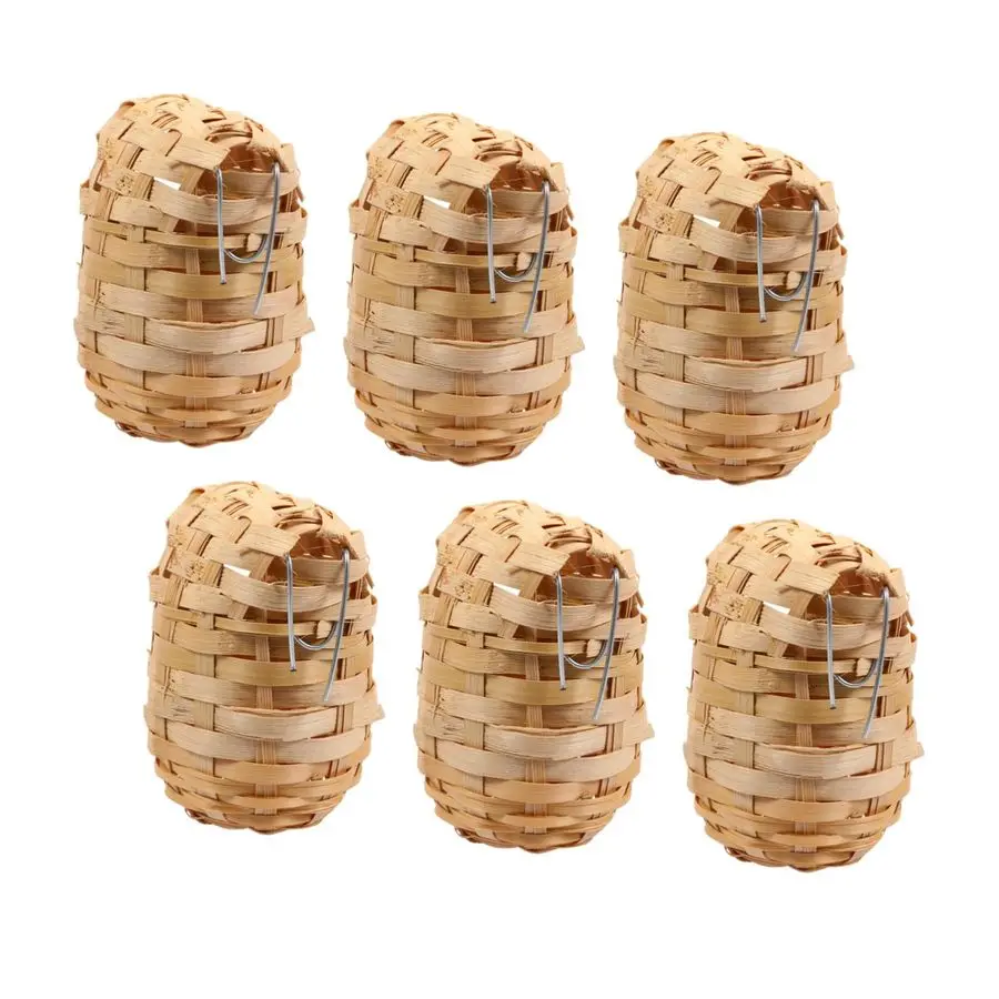 

6 шт. бамбуковое птичье гнездо ручной работы, субовые птичьи гнезда для клетки, птичий домик для балкона, птичьи домики для теплого укрытия, сада, ручная работа A