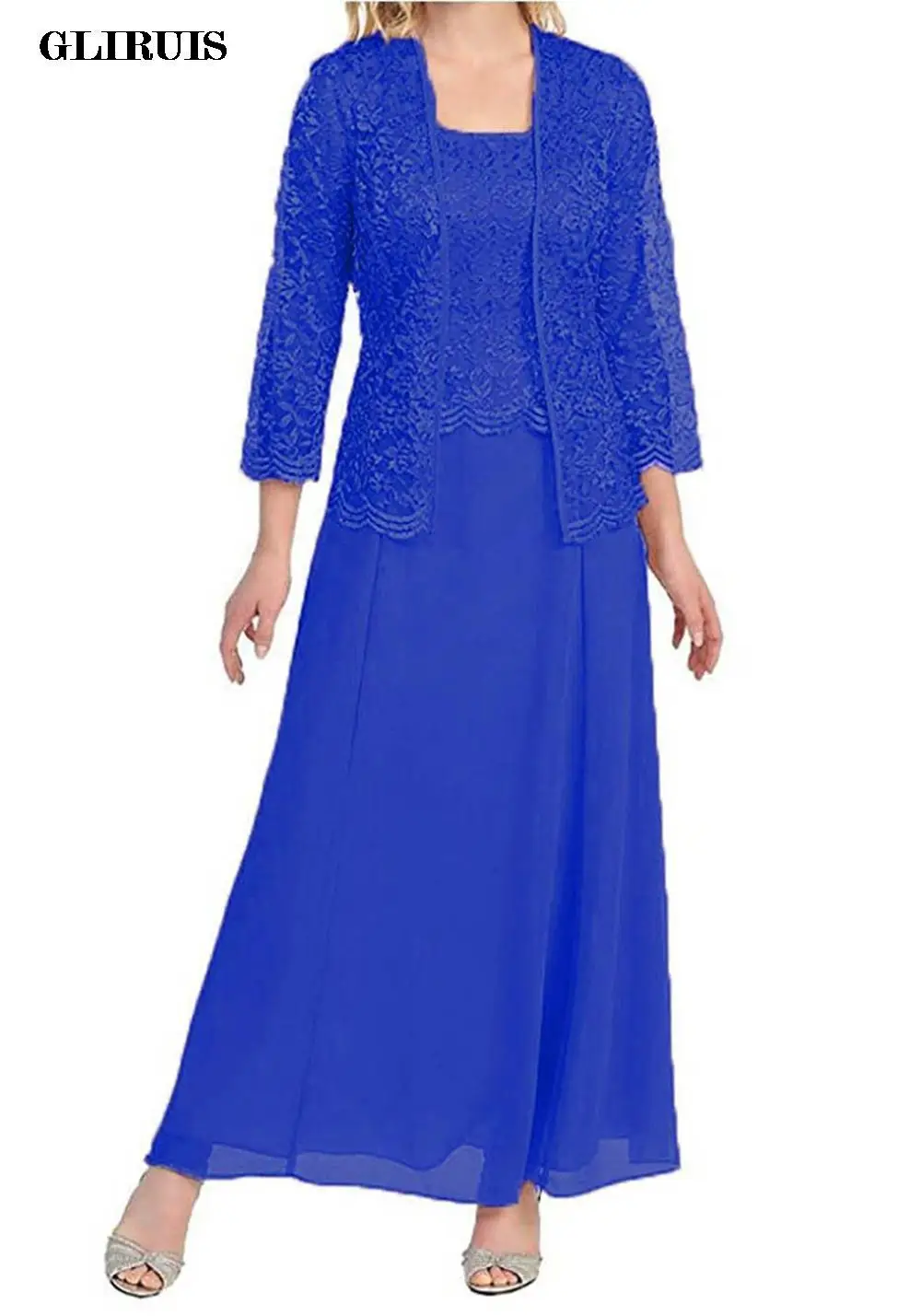 Mother of the Bride Dresses With Jacket Ankle Length Lace Chiffon Wedding Guest Dress Evening Gown Customized image 5