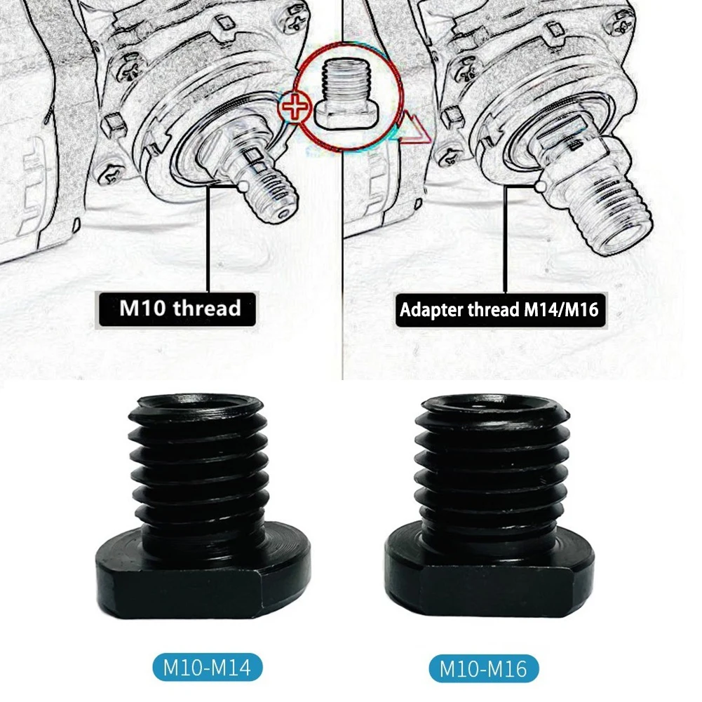 Adapter Heavy duty Steel 2pcs M10 to M14/M16 Thread Converter Connector for Angle Grinder Cutting and Polishing