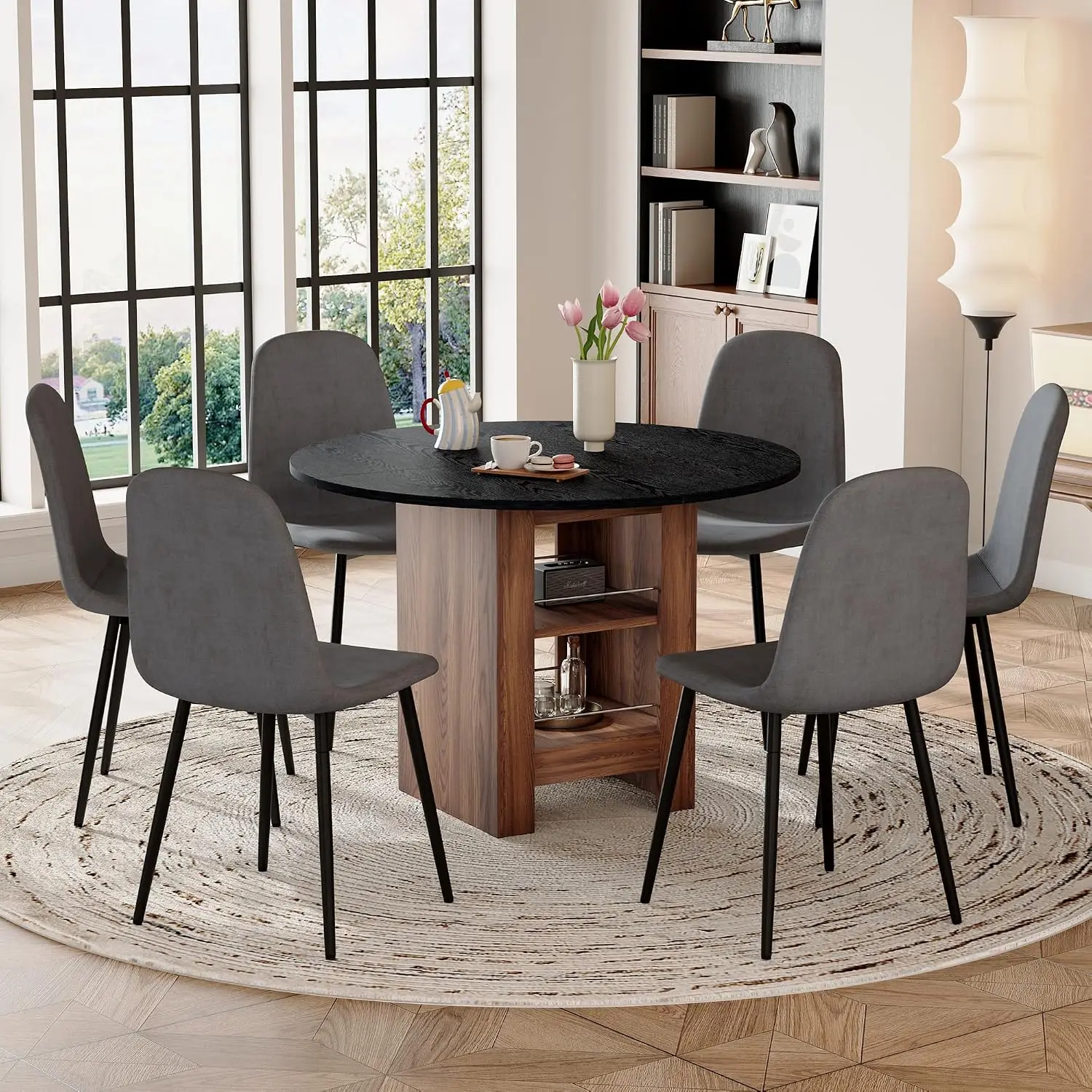 Round Dining Table Set for 6, 42