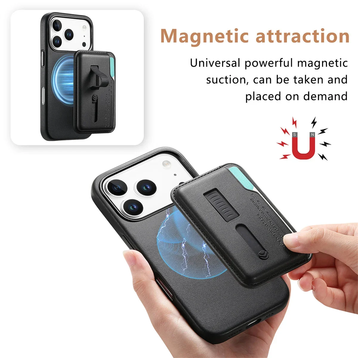 For Magsafe Magnetic Leather Wallet Luxury Phone Case for IPhone 17 Air 16E 16 15 14 13 12 Pro Max Card Holder Bag Purse Cover