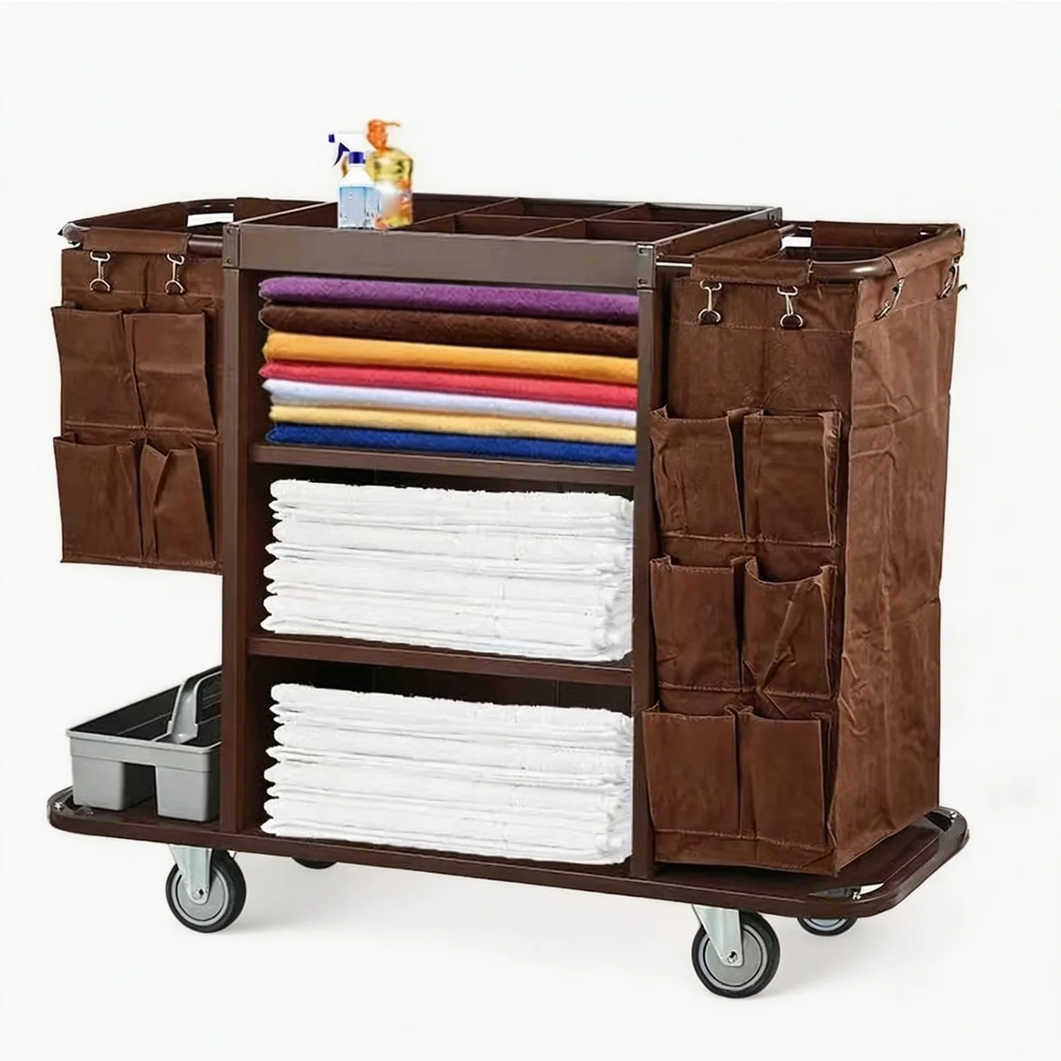Multifunctional Trolley Commercial Airport Cleaning Service Vehicle Hotel Housekeeping Cart Linen Carrier Tool Cart