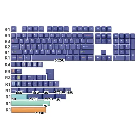GMK 세레니티 키캡 체리 프로필 140 키, 영어 염료 승화 PBT 키캡, 게이트론 프로 스위치 기계식 키보드용