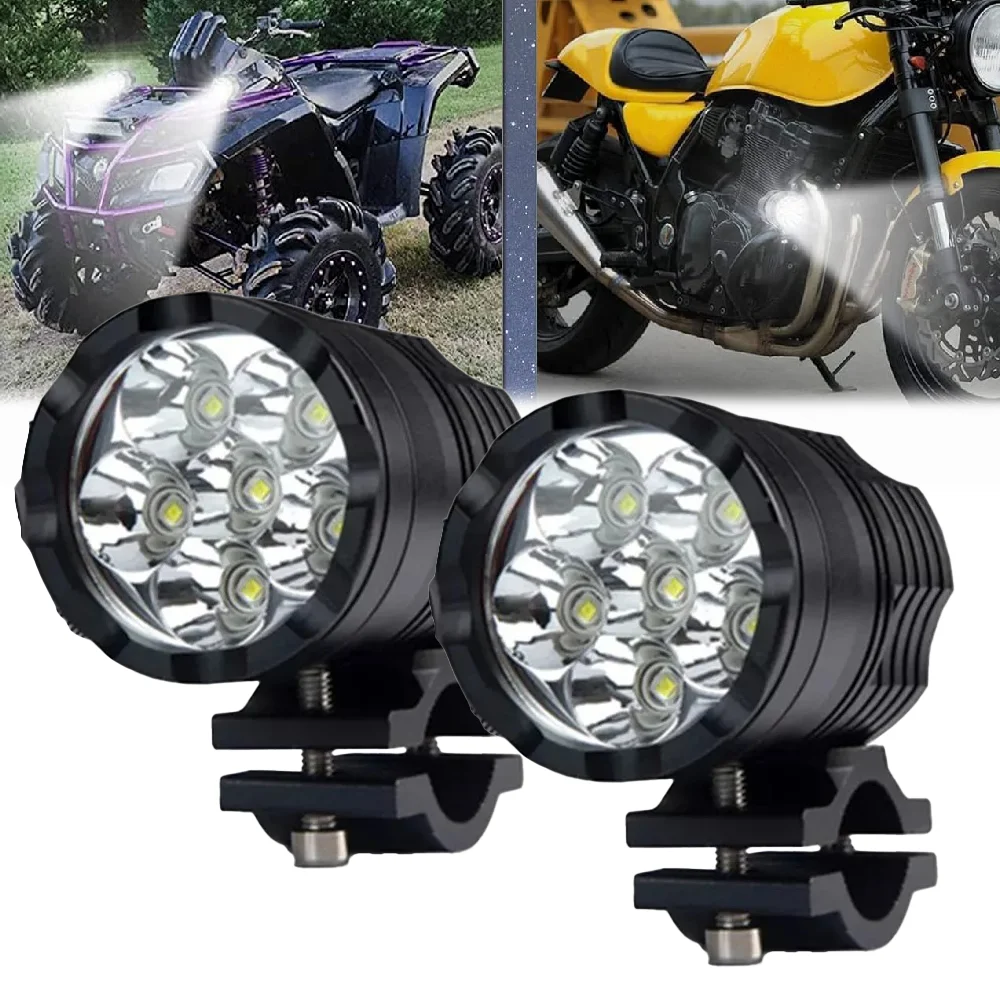 

Дополнительные светодиодные противотуманные фары для мотоцикла, белые, желтые, дальние ближние лучи, рабочая лампа, 12 В, противотуманные фары для Jeep ATV, внедорожника, аксессуары для ламп