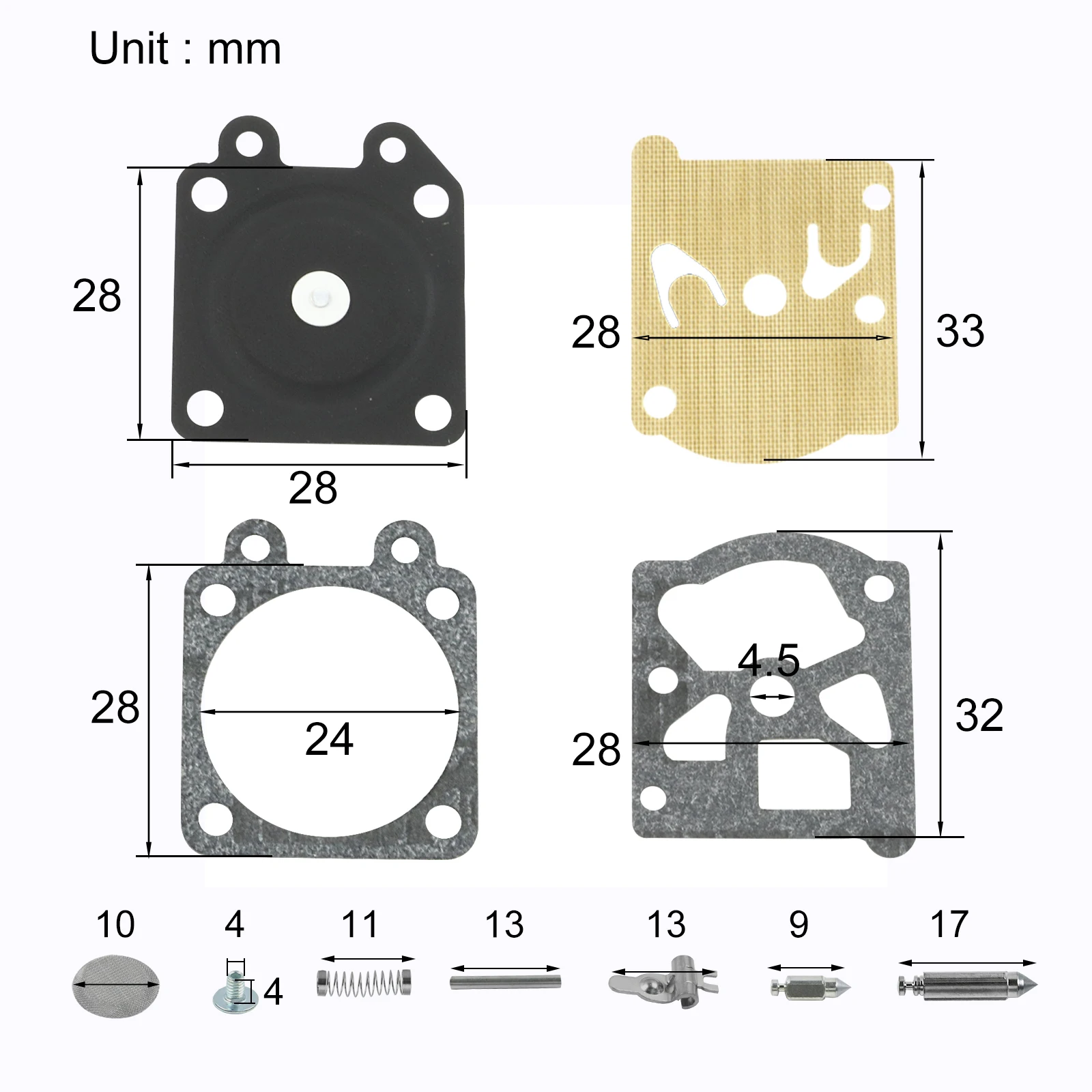 5PC Carburetor Rebuild Repair Kit for Walbro K11-Wat Stihl 021 023 025 024 026 Jonsered 33 360 370 Homelite 240 245 250 290 340