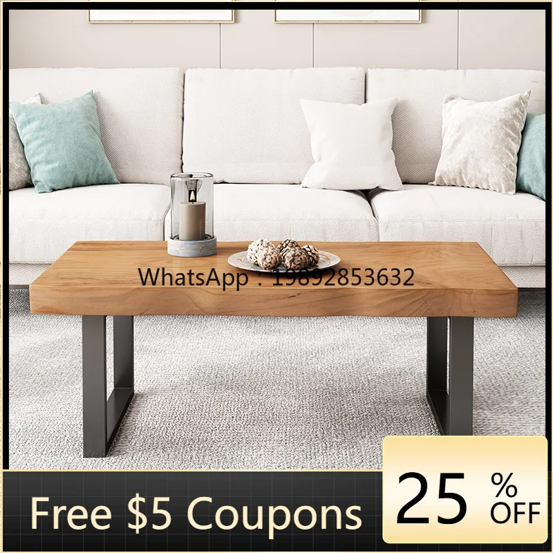 

HYS coffee table living room can eat rectangular large board solid wood tea table household small apartment coffee table dining