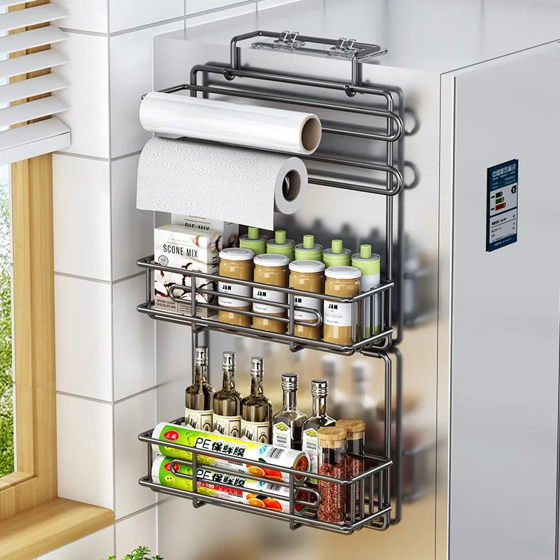 

Refrigerator shelf side hanging rack kitchen supplies multi-layer fresh bag spice clip multi-functional home Organiser