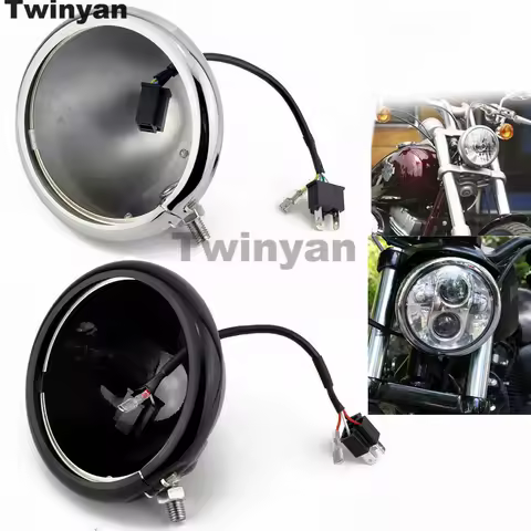 Motorcycle 5 3/4'' 5.75" Headlight Housing Bucket Bracket Headlamp Shell For Harley Softail Sportster XL 1200 XL883