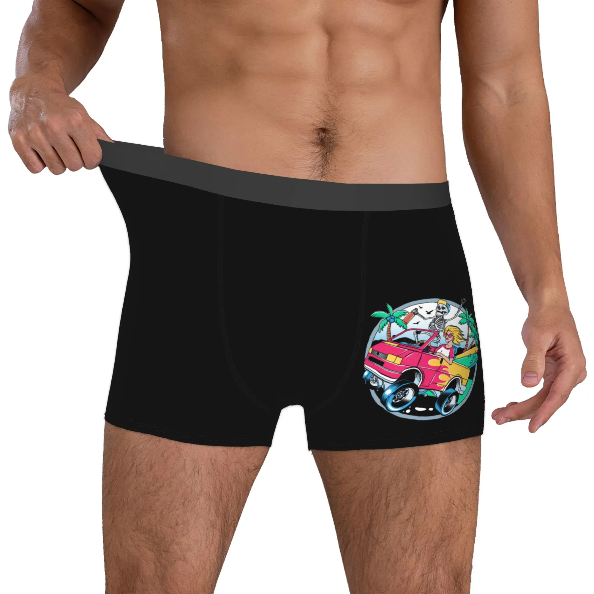 Customized Male Funny Summer Surf Rider Skull Surfing Underwear  Boxer Briefs Breathable Shorts Panties Underpants