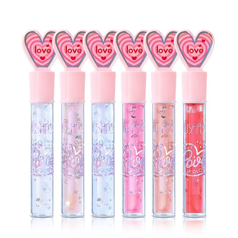 USHAS 3 colorful mirror pearl with flash lip glaze lasting color doe lip moisturizing moisturizing lip honey