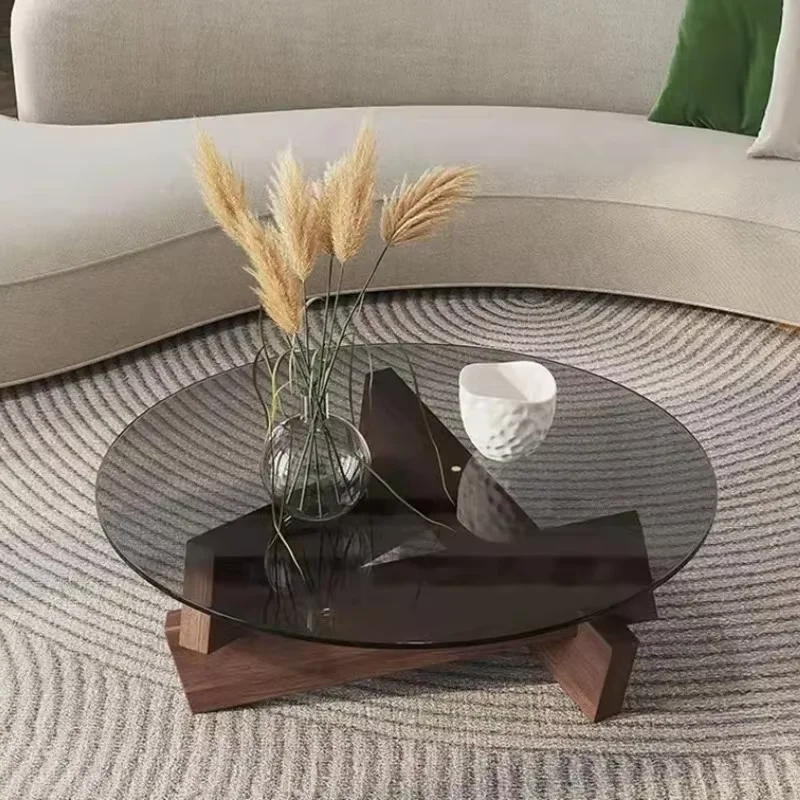 Transparent Living Room Coffee Table Glass Black Design Nordic Side Table Modern Minimalist Mesa Centro Salon Home Furniture