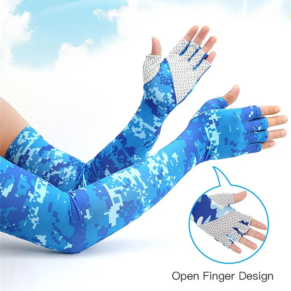 Ice Silk Sleeve Firm And Reliable Sun Uv Cycling Ice Sleeves Non-slip One Size Fits All Five-finger Gloves 1 Pair