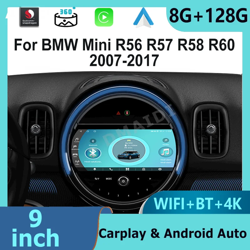 Android 12 For BMW Mini Cooper R56 R57 R58 R60 F54 F55 F56 F60 Radio ScreenMultimedia Player Car Stereo GPS Navigation Carplay