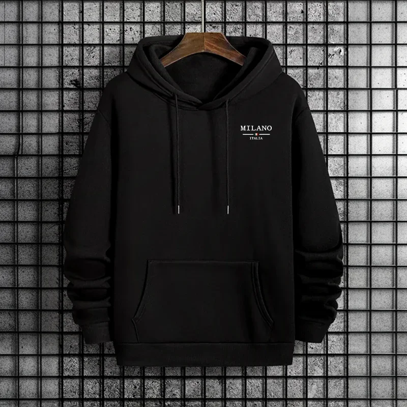 Italy Print Mens Hoodie High Quality Long Sleeve Solid Color Sweatshirt Urban Casual Fashion Sporty Hooded Outerwear Man Clothes