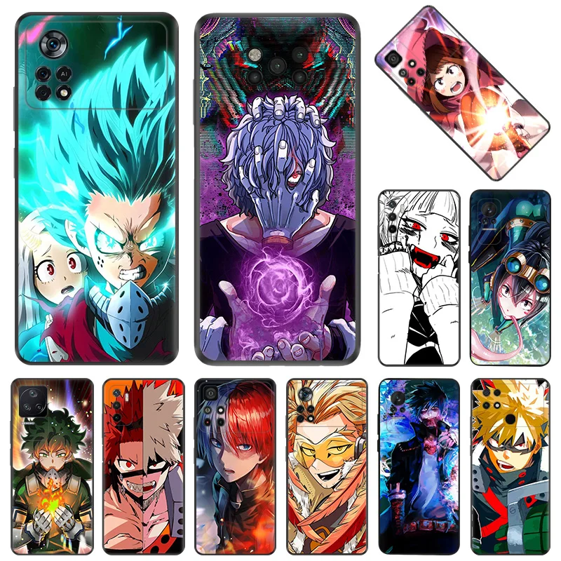 Phone Cases For Xiaomi Poco C40 C51 C50 C61 M5 M4 M3 X5 X4 X3 F5 F4 F3 14 A3X My Hero Academia deku Black Soft Anti-Drop Cover