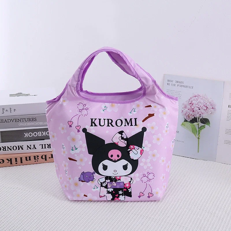 Kawaii Sanrio Hello Kitty Lunch Bag My Melody Kuromi Student Cartoon Canvas Lunch Box Bag Insulation Refrigerated Picnic Bag