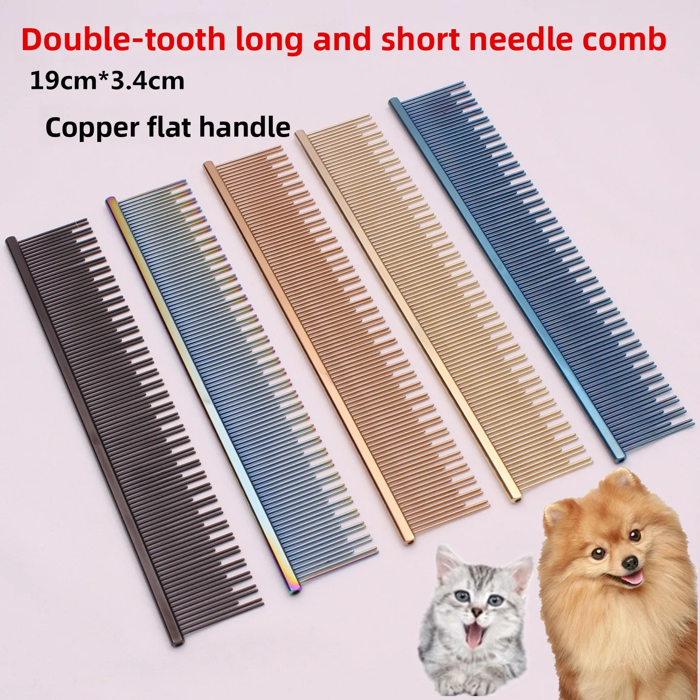 ZHAYA Pet Deshedding Grooming Comb Double Sided High Low Teeth Detangler Tool for Dogs Cats Long Short Hair Anti Scratch Safe