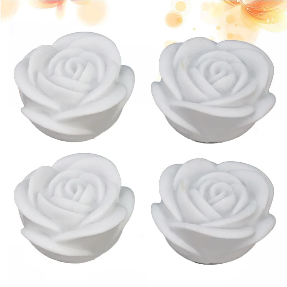 

4pcs Rose Lantern Artificial Night Light Flameless Smokeless Long Lasting Push Button Switch Replaceable for Bedroom
