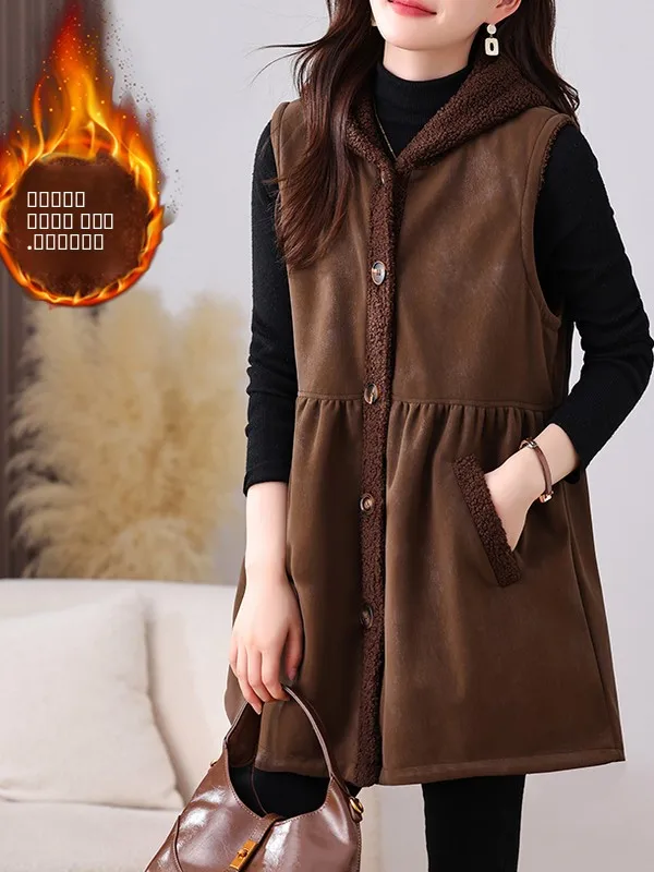 معطف شتوي من الفرو والجلد مقاس كبير مع غطاء للرأس من Meimei Big Brand Commute Sle Pure...