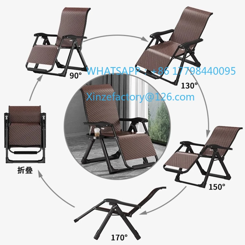 كرسي صالة الروطان عالي التحمل قابل للتخصيص، كرسي بدون جاذبية قابل للطي، كرسي عريض لكبار السن، شرفة الفناء، الاسترخاء #6