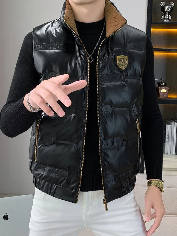 

Men's down Vest 2025 Winter New Faion Bright Surface Lightweight Svel Warm oulder Pad Jaet Youth Outerwear