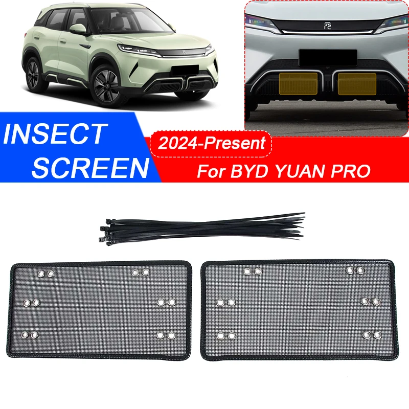 For BYD YUAN PRO 2024-Present 2PCS Car Insect-proof Air Inlet Protect Cover Airin Insert Vent Racing Grill Filter Net Accessory