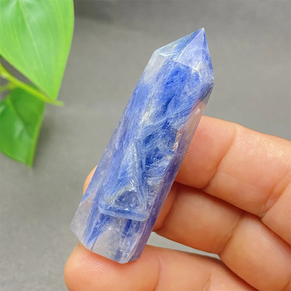 Natural High-quality Blue Crystal Tower  Hand-polished Hexagonal Wand  Home Decoration  Holiday Gift Ornaments