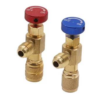 2PCS เครื่องปรับอากาศฟลูออรีนความปลอดภัยวาล์วอะแดปเตอร์ R22/R410 Connector เครื่องปรับอากาศอะแดปเตอร์ HVAC เครื่องมือ