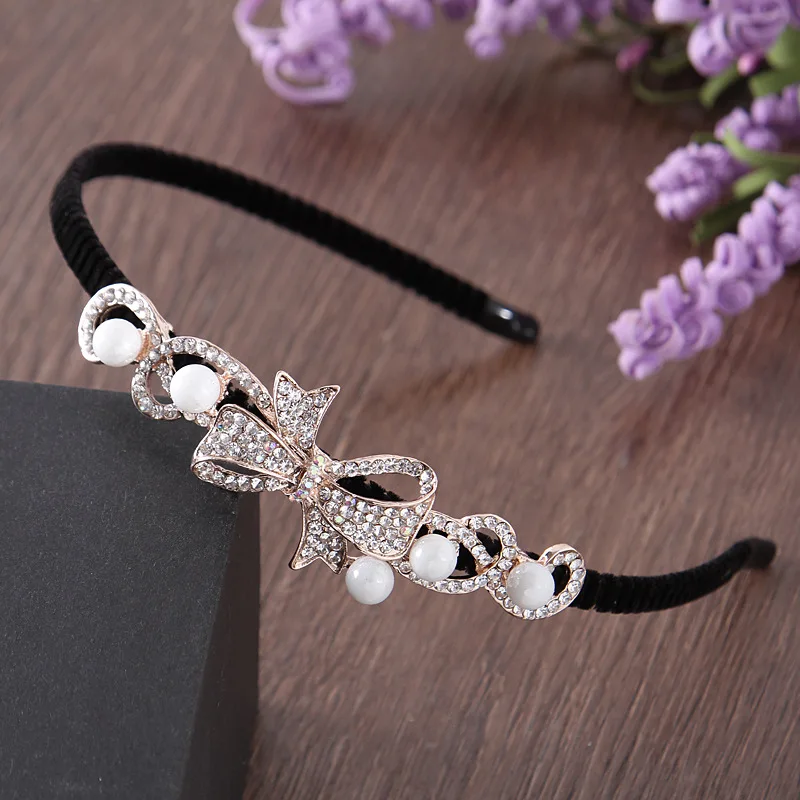 Korean Version of Rhinestone Headband New Non-slip Pearl Headband Pressure Hair Ring Hairpin Women\'s Bangs Clip Hair Accessories