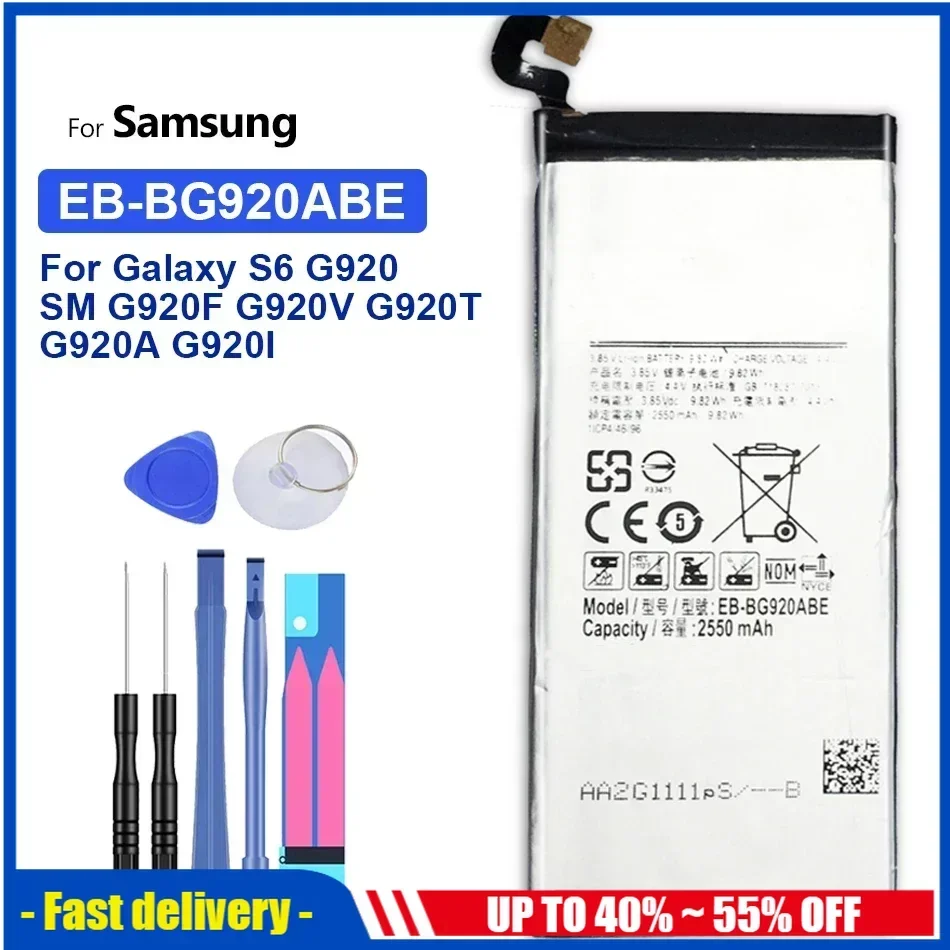 

Battery For Samsung Galaxy S9 S8 S7 S6 Edge Plus S9Plus S5 Replacement Bateria G920F G925F G928F G930F G935F G950F G955F G960