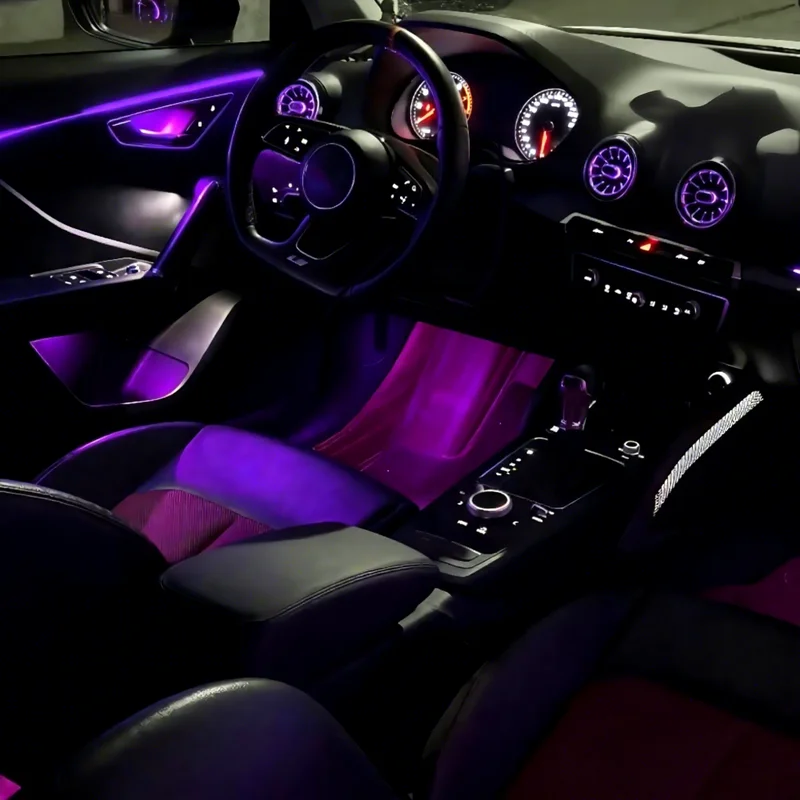 Ambient Light Kit For Audi Q2/Q2L 2018-2025 LHD/RHD Interior LED 64 Color Symphony Dynamic Atmosphere Lamp APP Control