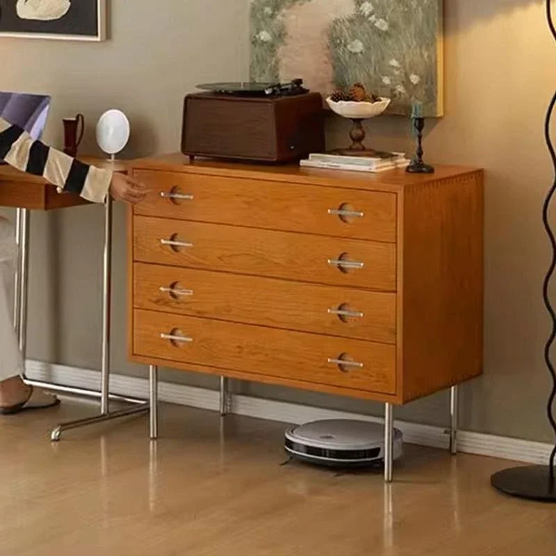 Multi-layer drawers, chest cabinets, retro household stainless steel storage cabinets, side cabinets against the wall