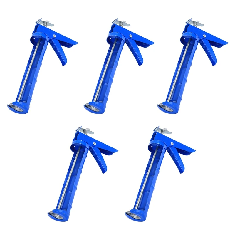 

5PCS Caulking Tool, 10:1 Thrust Ratio Caulk Tool No Drip Filling Hand Caulking Tool For Glass Glue Blue