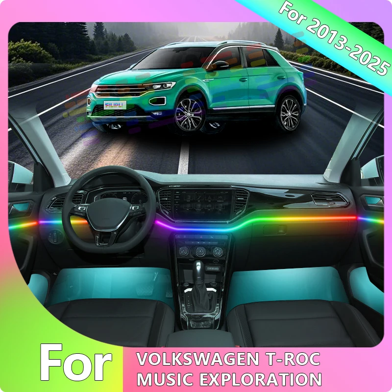 

FILIPLI For VOLKSWAGEN T-ROC For 2013-2025 DIY Car Interior LED Strip Multi Color Car Ambient Acrylic Light By Bluetooth Control