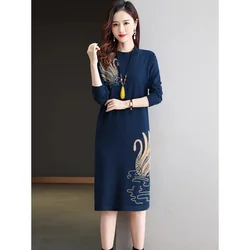 2023 New Fashion Knitted Dress Women's Autumn/Winter Warm Cashmere Dress Korean Version Loose Fit Sweater Dress Vestidos