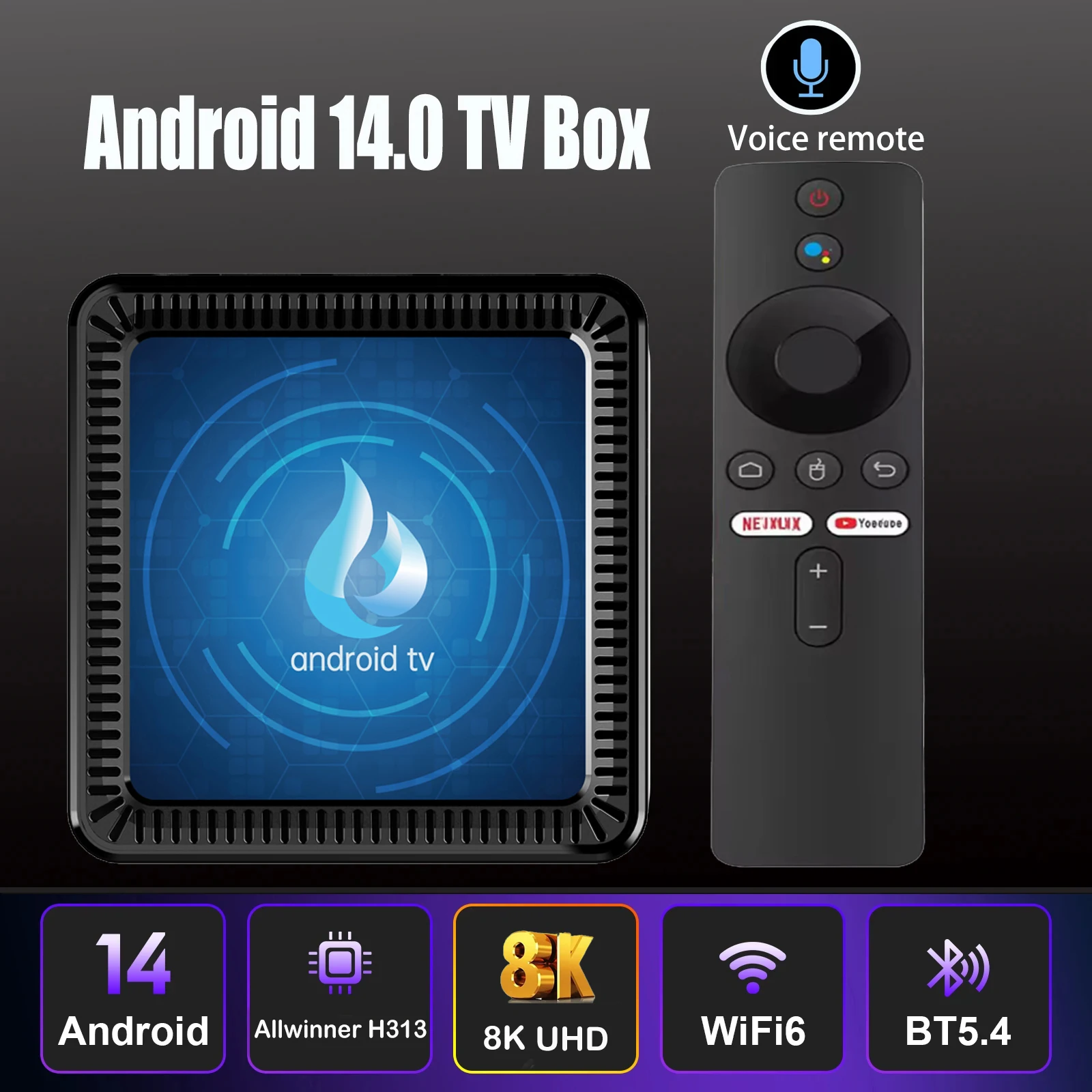 Android14 Smart TV Box Q17 Allwinner H313 8K مشغل الوسائط 128GB Google Voice Assistant Storage Dual WiFi Bluetooth 5.4 TV Box