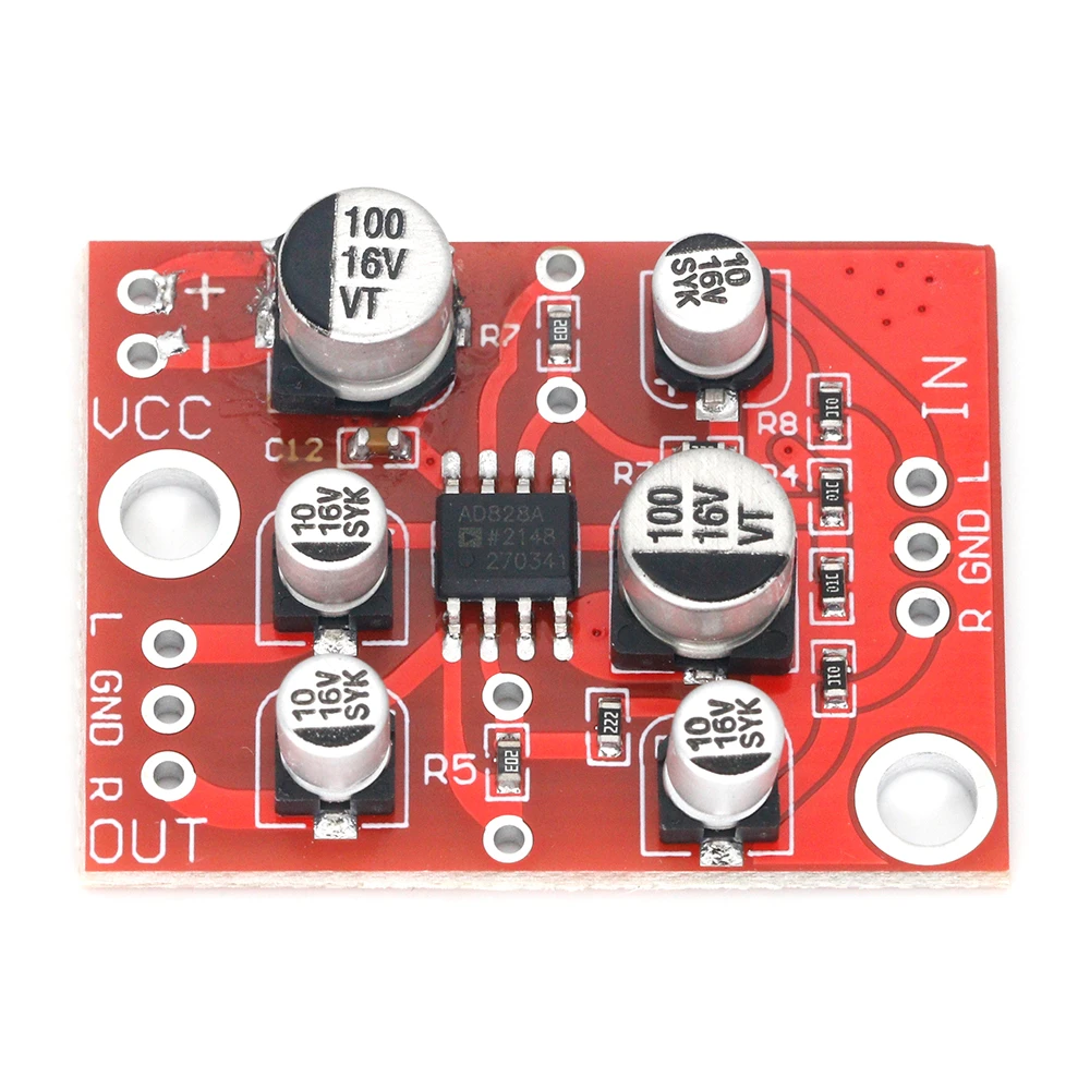 Modul Preamplifier Papan Pengeras Daya Preamp Stereo DC 5V-15V AD828
