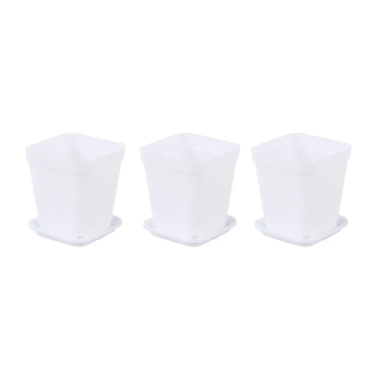 6Pcs Small Square Plastic Flower Pots Thicken Planters Breathable Mesh Design High Foot Drainage for Succulent Plants Office