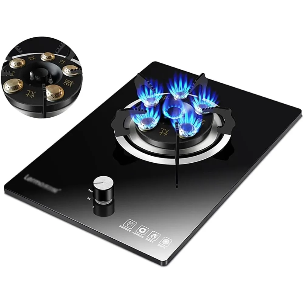 موقد غاز محمول للمطبخ المنزلي، موقد غاز مدمج، شعلة واحدة مع FFD/FSD، زجاج أسود (لمعان)، سهلة التنظيف [الطاقة Cl