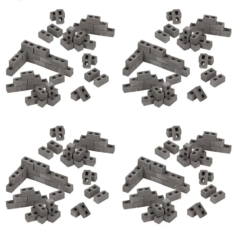 

T84C-240 Packs Cinder Blocks 1/12 Scale Mini Bricks Concrete Miniature Bricks Tiny Landscaping Dollhouse Accessories
