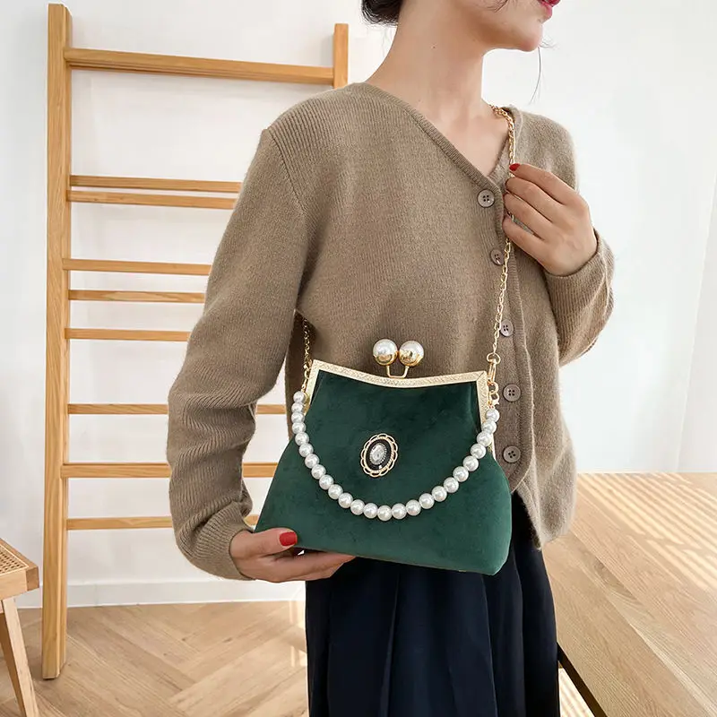 Shell Lock Bags Fashion Beading Bag Women\'s Handbags Purses Chain Women Shoulder Crossbody Bag