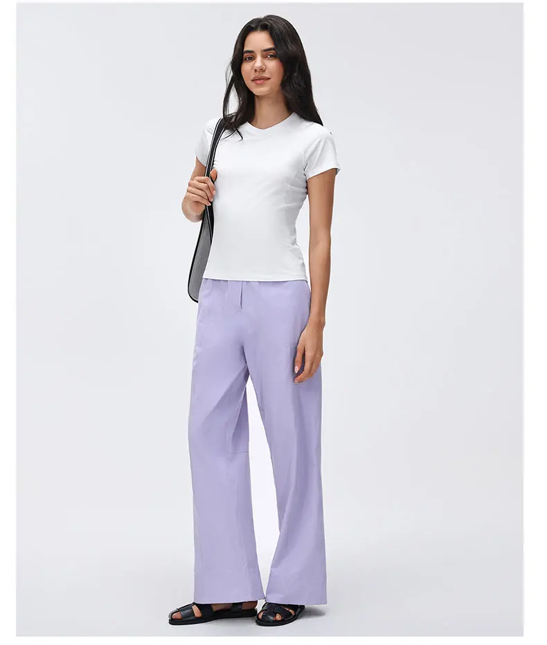 Damen High-Waist Yoga-Hose Einfarbige Weite Beinweite Workout-Hose Lose Atmungsaktive Schnelltrocknende Laufhose Damen-Sportbekleidung – Detail 11
