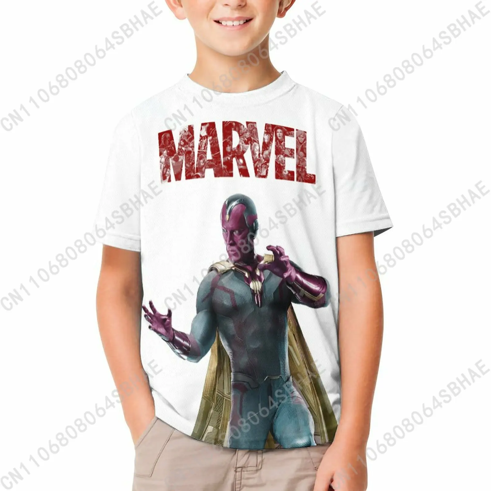 

Marvel Vision T Shirt Boy Girl Short Sleeve Print Cotton TShirt Comfortable Crew Neck Children Child Tee Cosplay