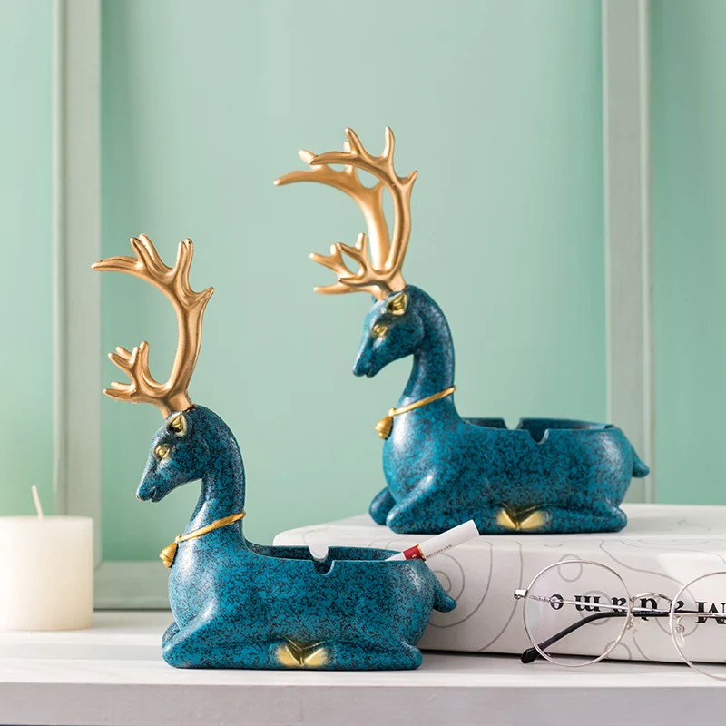 Creative Nordic Ashtray Beckoning Deer Ornaments Ornaments Light Luxury Living Room Home Personality Trend Office Ashtray