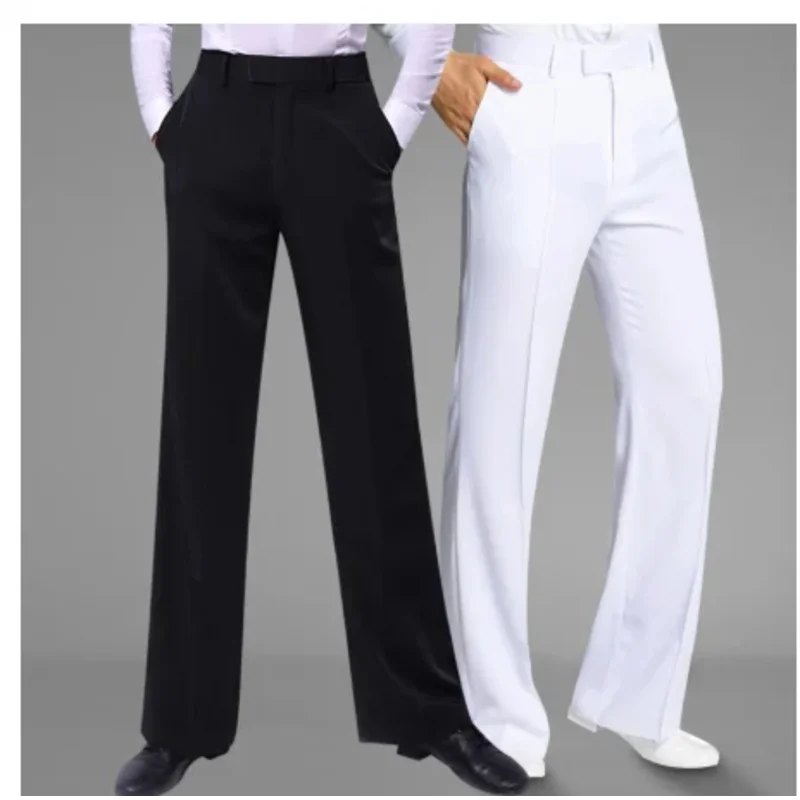 New Dance Trousers 2019 Men National Standard Modern Ballroom Dancing Pants Costumes Adult Latin Training Clothing Black White R