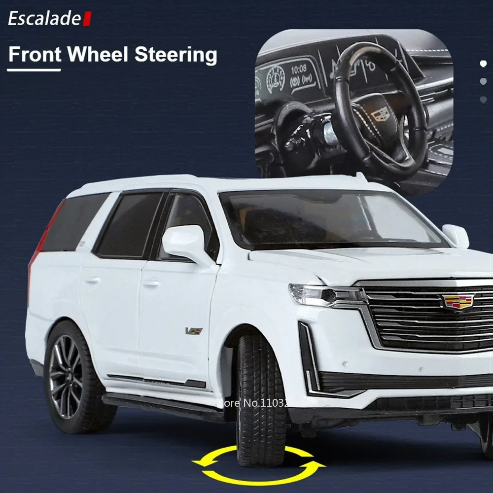 1:24 Legierung Escalade LX570 Modell Spielzeug Diecast Auto Sound Licht Zurückziehen Metall Körper Gummi Reifen Türen Geöffnet Fahrzeug kinder Spielzeug